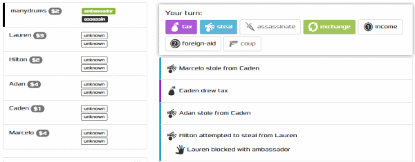 Screen Shot of Treason Coup Online Play